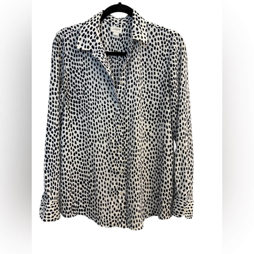 J. Crew Black and White Polka Dot Blouse